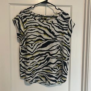 Zebra with green, highlight blouse, size large